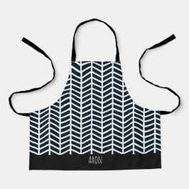 Delantal Patrón mínimo blanco negro de aberrante