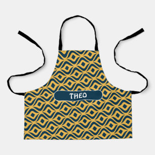 Delantal Patrón mínimo de bacteria amarillo azul