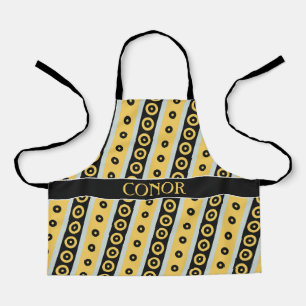 Delantal Patrón mínimo de círculo amarillo negro