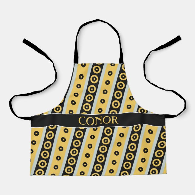 Delantal Patrón mínimo de círculo amarillo negro (Anverso)