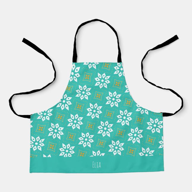 Delantal Patrón mínimo de Naranja de la Marina de Flores (Anverso)