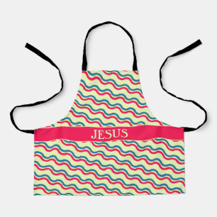 Delantal Patrón mínimo de ondas azul rojo