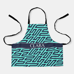 Delantal Patrón mínimo geométrico de la marina negra