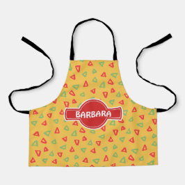 Delantal Patrón mínimo rojo amarillo Doodle