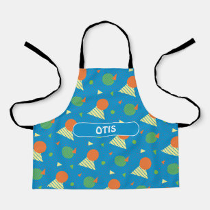 Delantal Patrón mínimo verde azul Memphis