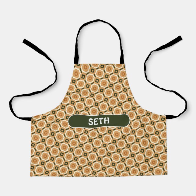 Delantal Patrón mínimo verde Naranja bacteriana (Anverso)