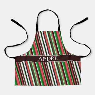 Delantal Patrón mínimo verde Naranja de bandas