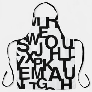 Delantal Patrón moderno, abstracto y desordenado con letras