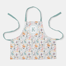 Delantal Patrón moderno de Conejos Forestales de Woodland