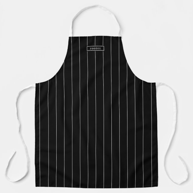 Delantal Patrón moderno de estriberas bistró negro para ali (Anverso)