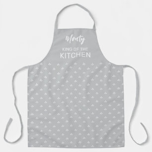 Delantal Patrón moderno de hojas blancas Rey de la cocina