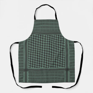 Delantal Patrón Moderno de Houndstooth Oliva Atenuado