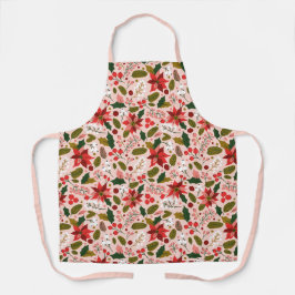 Delantal Patrón moderno de Navidades rosados de Rubor Poins
