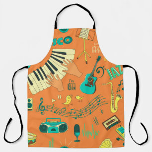 Delantal Patrón musical colorido dibujado a mano