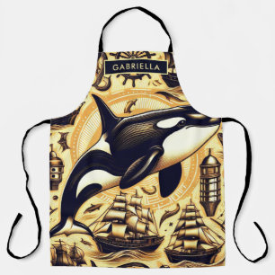Delantal Patrón naumático de orca vintage