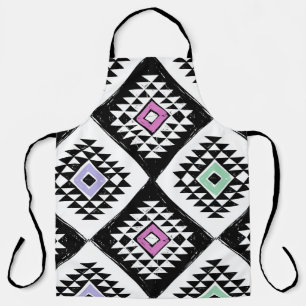 Delantal Patrón Navajo tribal blanco negro