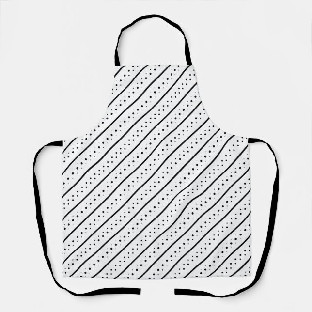 Delantal Patrón negro de puntos de línea Geometría (Anverso)