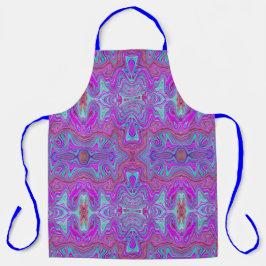 Delantal Patrón ondulado mármol trippy magenta y azul