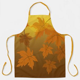 Delantal Patrón otoñal con hojas de arce en caída y bokeh