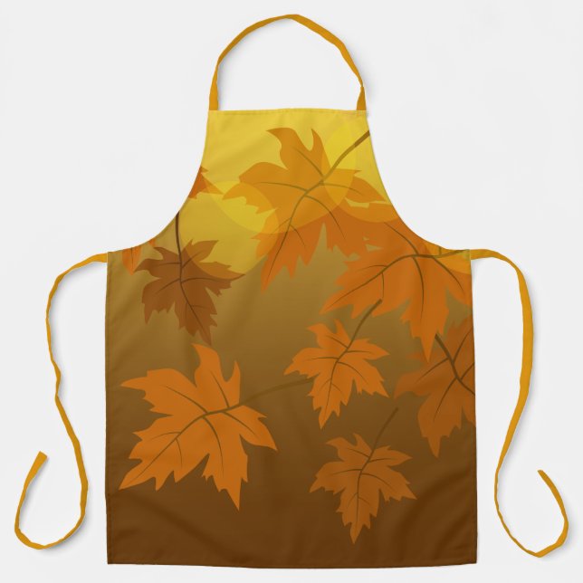 Delantal Patrón otoñal con hojas de arce en caída y bokeh (Anverso)