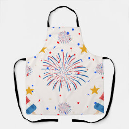 Delantal Patrón Patriótico de Copas de Hielo y Fuegos Artif