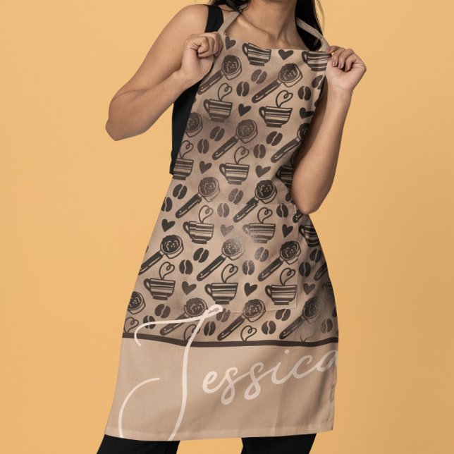Delantal Patrón personalizado de amante del café de moda Ap (Subido por el creador)