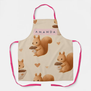 Delantal Patrón Personalizado de Ardilla y Bellota Adorable