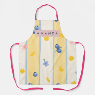 Delantal Patrón Personalizado de Azul Pastel con Arándanos 