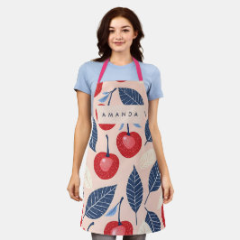 Delantal Patrón personalizado de cerezo y hoja monograma