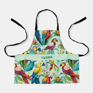 Delantal Patrón Personalizado de color de agua de loros