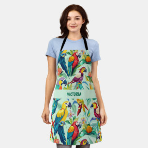 Delantal Patrón Personalizado de color de agua de loros