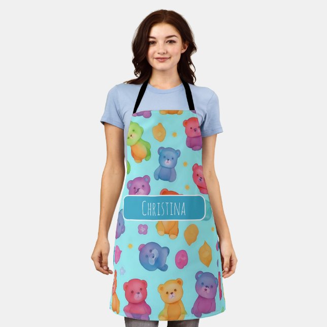 Delantal Patrón personalizado de color de agua del oso (Gastado)
