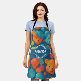 Delantal Patrón personalizado de color floral del oso de la