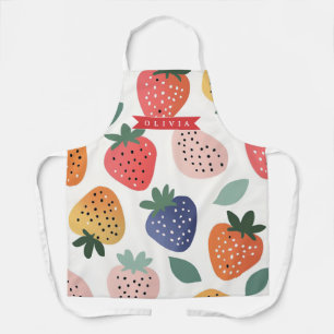 Delantal Patrón Personalizado de Fresa Colorido de Verano