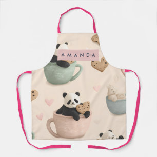 Delantal Patrón Personalizado de Panda y Oso Lindo