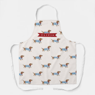 Delantal Patrón Personalizado de Perro Dachshund Lindo y El