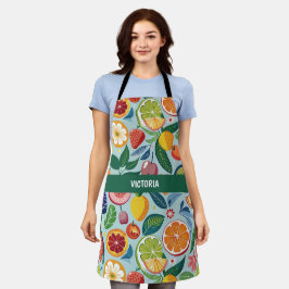 Delantal Patrón Personalizado floral de frutas frescas
