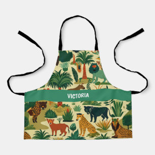 Delantal Patrón Personalizado retro de animales de jungla