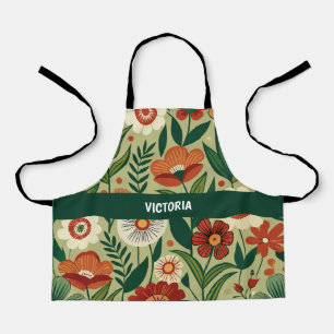 Delantal Patrón Personalizado retro de campo floral