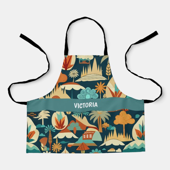 Delantal Patrón Personalizado retro de la naturaleza silenc (Anverso)