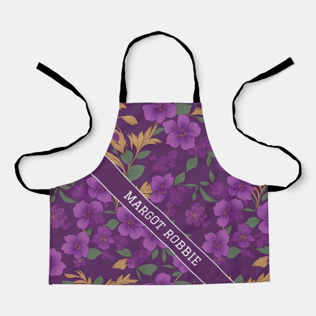 Delantal Patrón personalizado violento de color floral (Anverso)