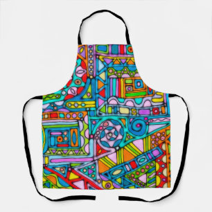 Delantal Patrón Pintado A Mano Y Digitalmente Art 53