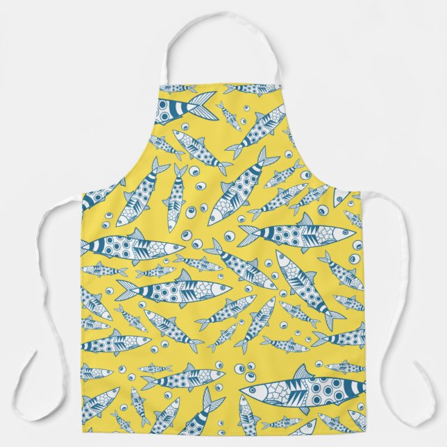 Delantal Patrón portugués de sardinas de Lisboa Azulejos am (Anverso)