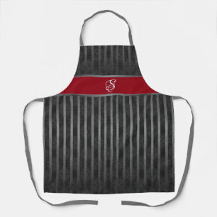 Delantal Patrón rayado rojo y gris