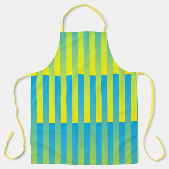 Delantal Patrón rayado verde amarillo azul (Anverso)
