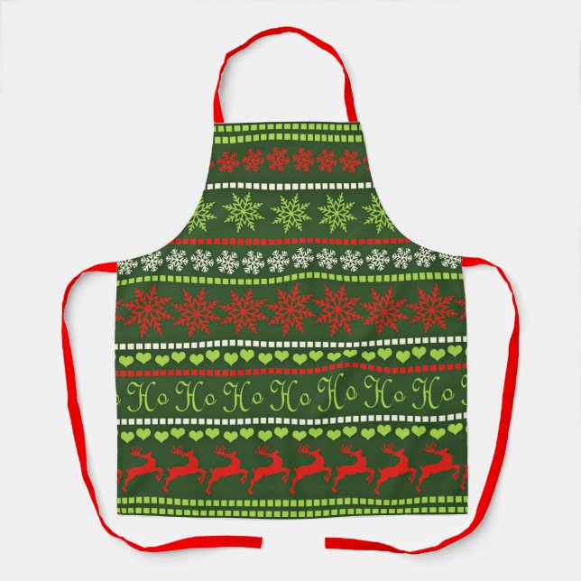 Delantal Patrón repetitivo de Navidad (Anverso)