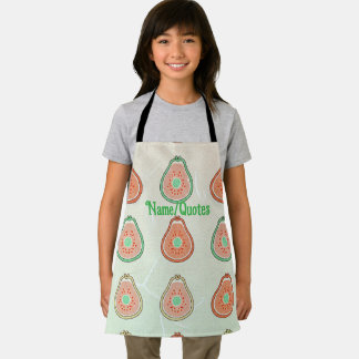 Delantal Patrón Retro de Aguacate – Melocotón y Verde Menta