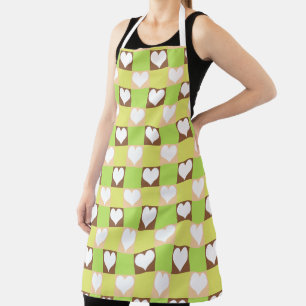Delantal Patrón Retro de Corazón con Cuadrícula
