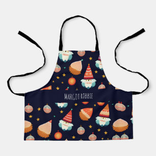 Delantal Patrón retro de las decoraciones navideñas de Sant