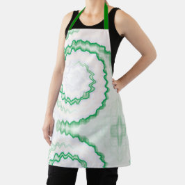 Delantal Patrón retro funky de giro blanco verde